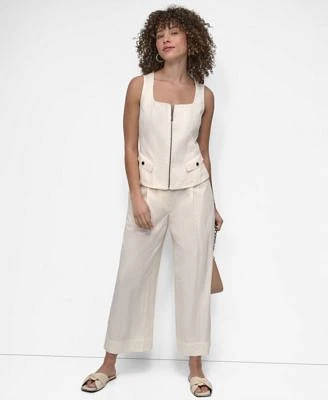 Dkny Womens Weathered Zip Up Vest Glazed Dressing Pants