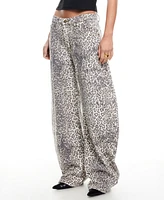 Lioness Women's Leopard-Print Horseshoe Jeans