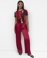 Dkny Women's Crushed Crease Wide-Leg Pants