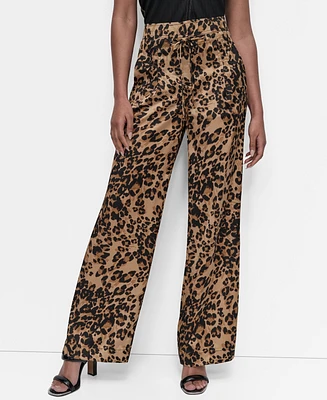 Dkny Women's Animal-Print Pleated Wide-Leg Pants
