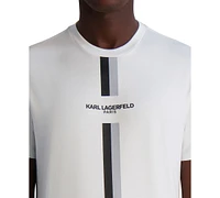 Karl Lagerfeld Paris Men's Short Sleeve Crewneck Racing Stripe Logo T-Shirt