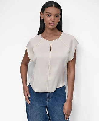 Dkny Women's Glazed Flutter-Sleeve Dressing Top