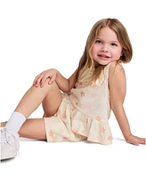 Calvin Klein Toddler and Little Girls 2-Piece Floral Print Slub Jersey Shorts Set
