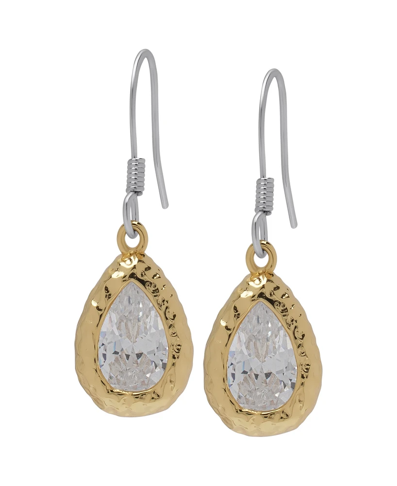 Macy's Cubic Zirconia Pear Drop 14K Gold Plate Earrings