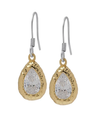 Macy's Cubic Zirconia Pear Drop 14K Gold Plate Earrings