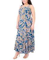 Msk Plus Paisley Square-Neck Sleeveless Maxi Dress