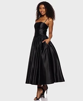 Alex & Sophia Juniors' Satin Corset Fit Flare Dress