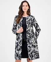Le Suit Petite Floral-Print Jewel-Neck Jacket Topper & Empire Seamed Dress