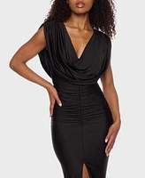 Alex & Sophia Juniors' Cowlneck Ruched Maxi Dress