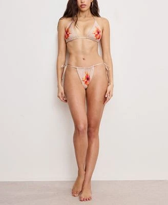 Good American Womens Satin Tiny Ties Bikini Top Bikini Bottoms