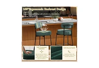 Dyhome Bar Stools Set of 3, 24 Inches Modern Counter Height with Curved Back Metal Legs, Upholstered Boucle Barstools for Kitchen Island, C