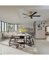 60 inch ceiling fan without light, can be used indoors and outdoors, with remote control, reversible Dc motor, no noise, suitable for bedroom, living