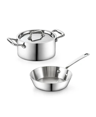 Cooks Standard Mini Cookware Duo Set, Multi-Ply Clad Stainless Steel Butter Warmer, Fry Pan 4.7 Inch & Casserole 0.68 Qt, Mini Pot and Pan 3 Piece Coo