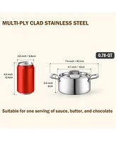 Cooks Standard Multi-Ply Clad Stainless Steel Butter Warmer, Sauce Pan with Lid, 0.68 Qt Casserole Small Pot for Cooking Camping, All Stovetop Compati