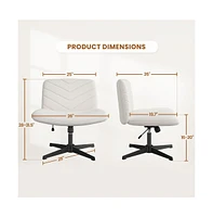Yaheetech Fabric Swivel Desk Chair with Cross Leg