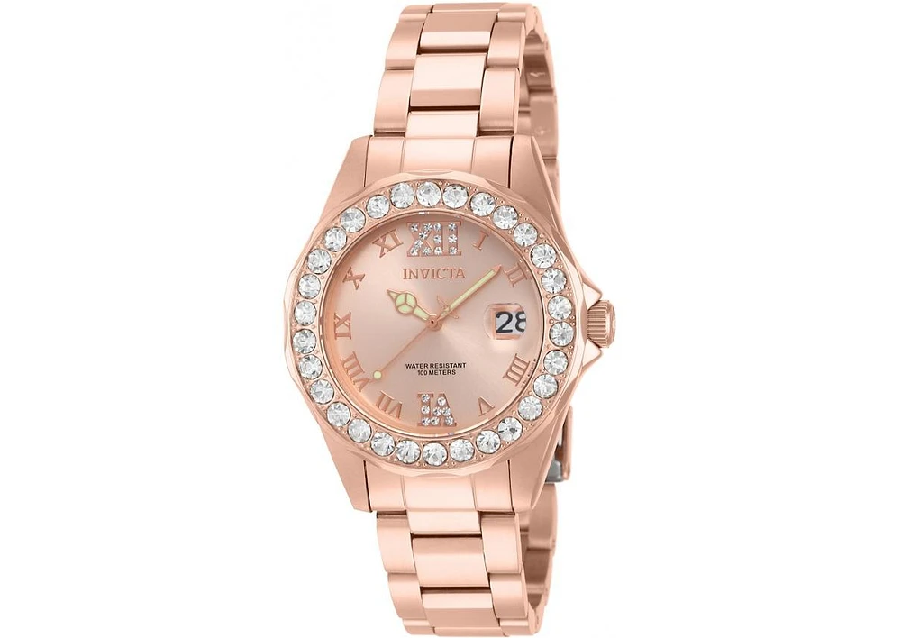 Invicta Women's 15253 Pro Diver Quartz 3 Hand Rose Gold Dial Watch