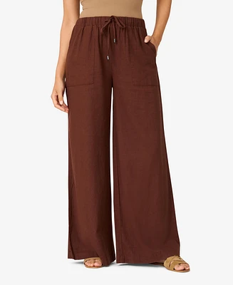 Cable & Gauge Women's Linen Blend Wide Leg Pant