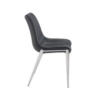 Set of Two Upholstered Faux Leather Open Back Dining Side Chairs