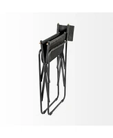 Metal Frame Dining Arm Chair with Leather Seat and Open Back Design
