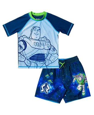 Toy Story Boys Pullover Rash Guard and Swim Trunks Outfit Set