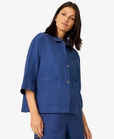 Cable & Gauge Women's Patch Pocket Linen Blend Jacket