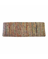 Rainbow Stripe Upholstered Bench with Legs for Living Room or Entryway
