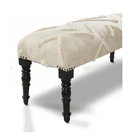 Decorative Upholstered Bench with Sculptural Legs for Hallway or End of Bed