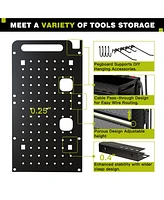 Hausource 4-Tier Power Tool Organizer Wall Mount Tool Storage Workbench W/8 Drill Holder Utility Shelving,Black