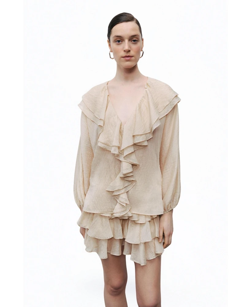 Nocturne Women's Stoned Flounce Blouse
