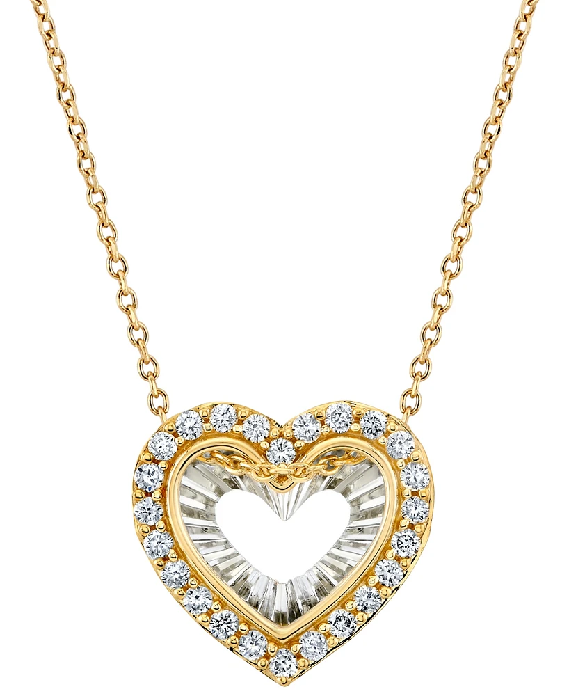 Diamond Heart 18" Pendant Necklace (1/4 ct. t.w.) in 14k Two-Tone Gold