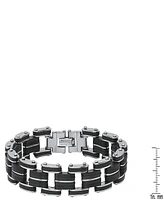 Steeltime Men's Stainless Steel and Black Rubber Bicycle Chain Bracelet