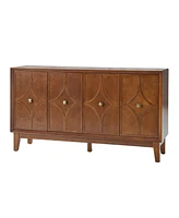 Ema Mid-Century Sideboard With Solid Wood Legs and Adjustable Shelves