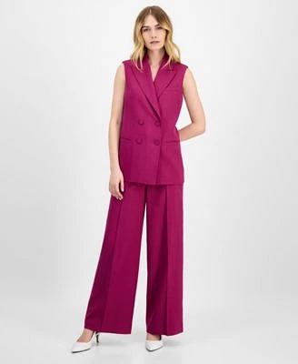 Tahari Asl Sleeveless Double Breasted Blazer Wide Leg Pants Regular Petite Sizes