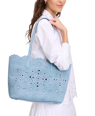 kate spade new york Do It All Spade Flower Perforated Denim Large Tote Bag