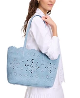kate spade new york Do It All Spade Flower Perforated Denim Large Tote Bag