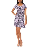 Msk Women's Printed Round-Neck Short-Sleeve Dress