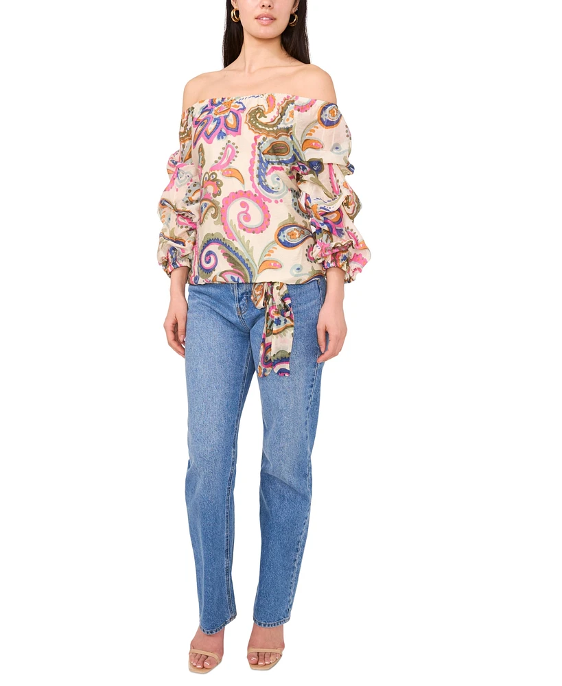 Vince Camuto Women's Paisley-Print Bubble-Sleeve Off-The-Shoulder Blouse