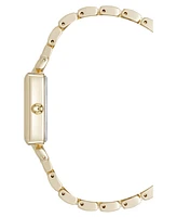 Anne Klein Women's Quartz Rectangular Roman Numeral Gold-Tone Metal Alloy and Black Dial Watch, 23mm