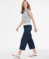 Tommy Hilfiger Women's Wide-Leg No-Waistband Cropped Denim Jeans
