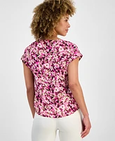 Jones New York Women's Floral-Print Short-Sleeve Top