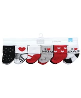 Hudson Baby Boys Cotton Rich Terry Socks 24-Pack, Mom and Dad Red Black