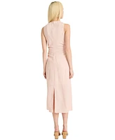 Luxely Women's Ruched Round-Neck Sleeveless Midi Dress