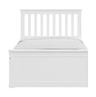 Solid Wood Bed with Pull-Out Trundle – Space-Saving Twin Bed Frame for Kids or Guest Room