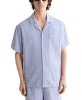 Scotch & Soda Men's Relaxed Fit Short Sleeve Tonal Striped Button-Front Pocket Shirt