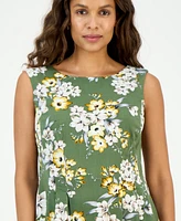 Connected Petite Floral Pintuck Sleeveless Mini Dress