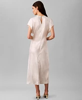 Calvin Klein Women's Cap Sleeve Printed Satin Sheath Dress