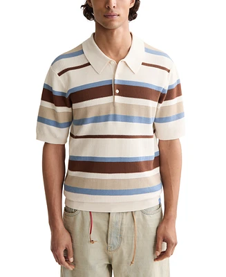Scotch & Soda Men's Short Sleeve Knit Striped Polo Shirt