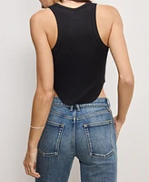 Good American Women's Lightweight Rib-Knit Racer Tank Top