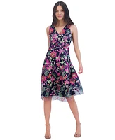 Jessica Howard Women's Floral-Embroidered Fit & Flare Dress