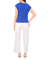 Sam & Jess Women's Solid-Color Twist-Front V-Neck Top